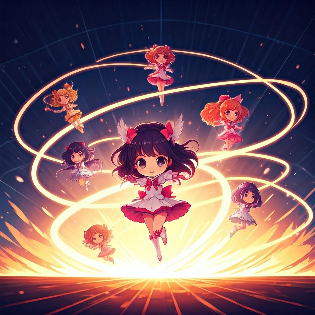 Magical Girls Transform with Swirling Light Effects
