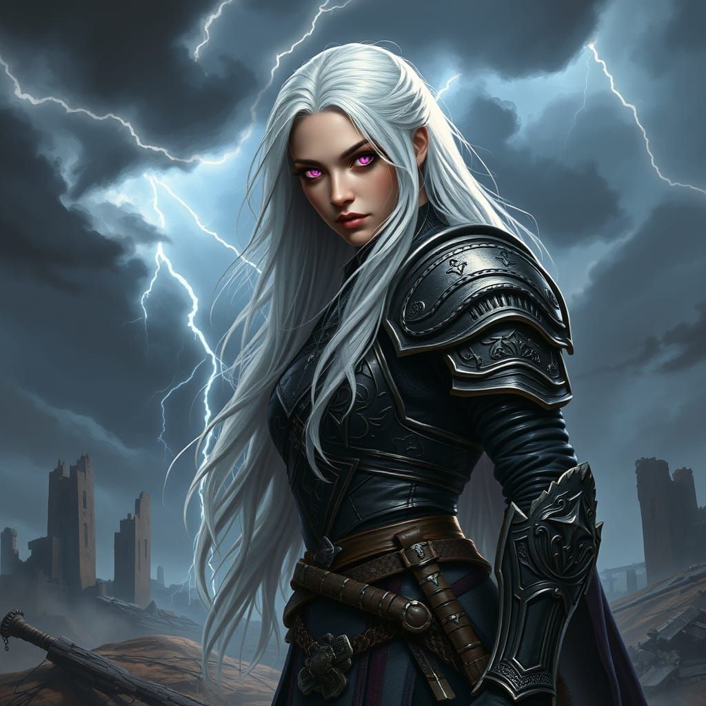 Warrior Princess in Byzantine Armor Defies Ruins