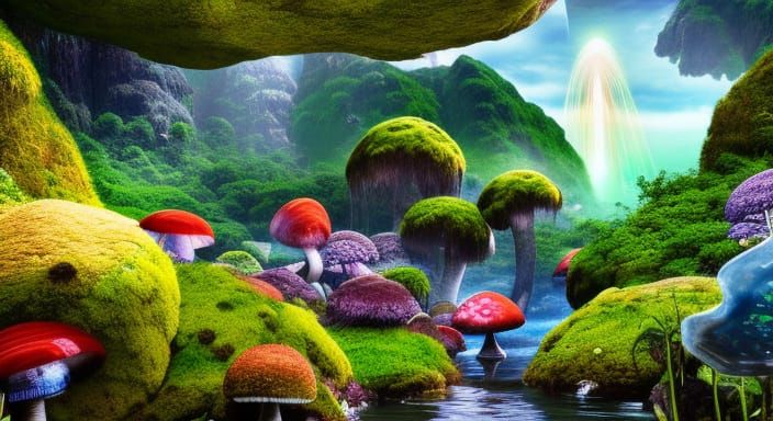 Pandora Landscape with Bioluminescent Plants and Animals