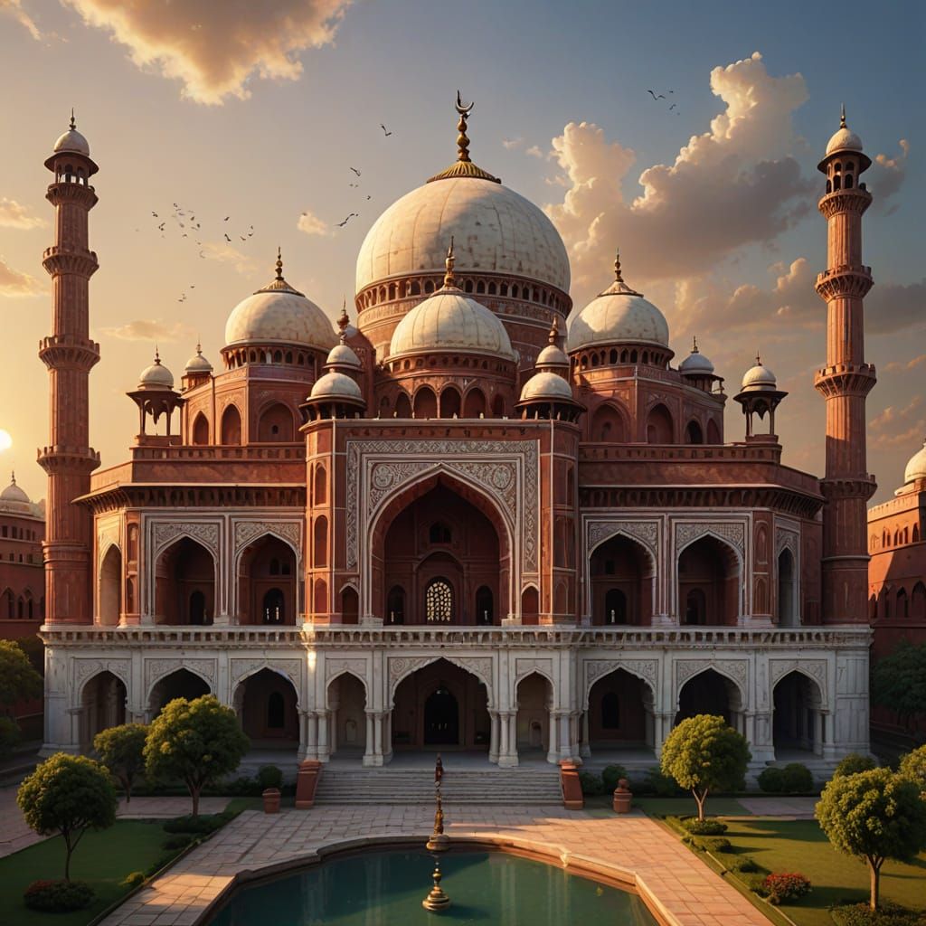 Mughal Architectural Fusion at Golden Hour