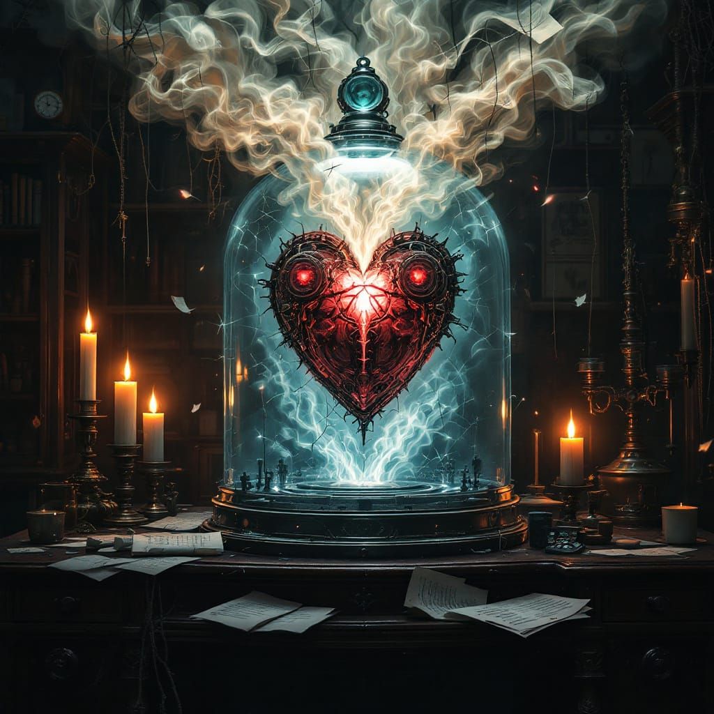 Steampunk Gothic Mechanical Heart Illustration