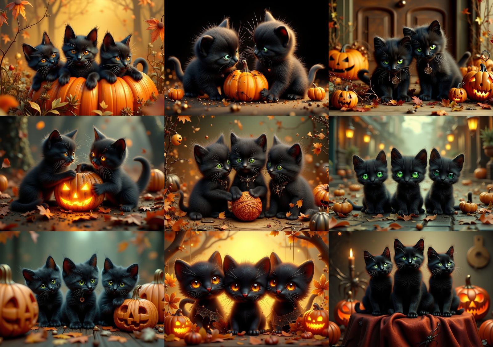 Art Nouveau Punk Halloween Kittens