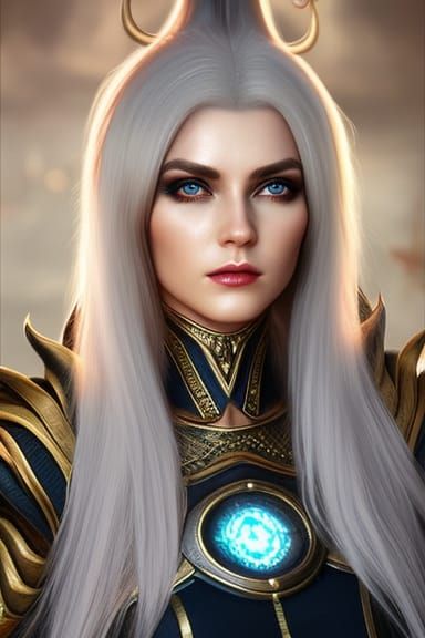 Silver-Haired Elf Sorceress in Detailed 3D Fantasy Art