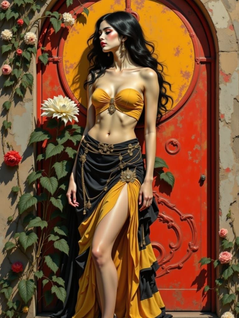 Art Deco Woman in Elegant Skirt