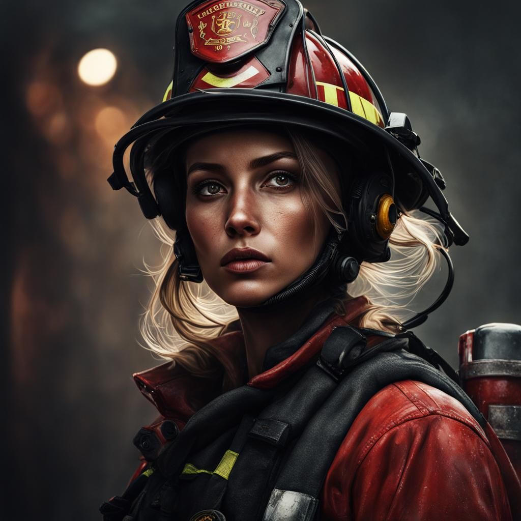 Striking Portrait of a Female Firefighter