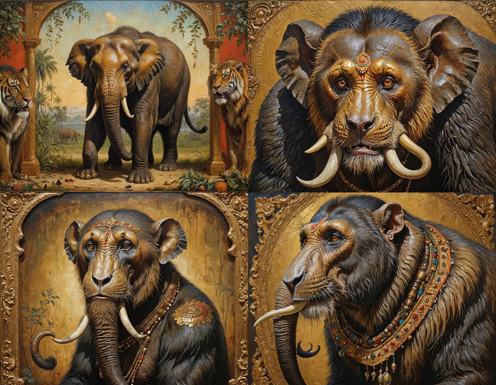 Grotesque Chimera in Hyperdetailed Oil Painting