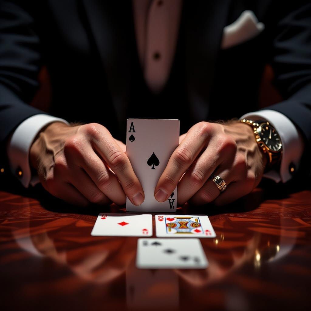 Poker Hand in Dramatic Lighting, Digital Art