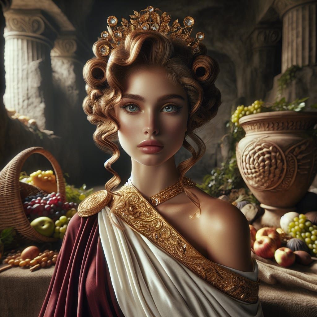 Etruscan Goddess Vesuna in Ancient Villa Glory