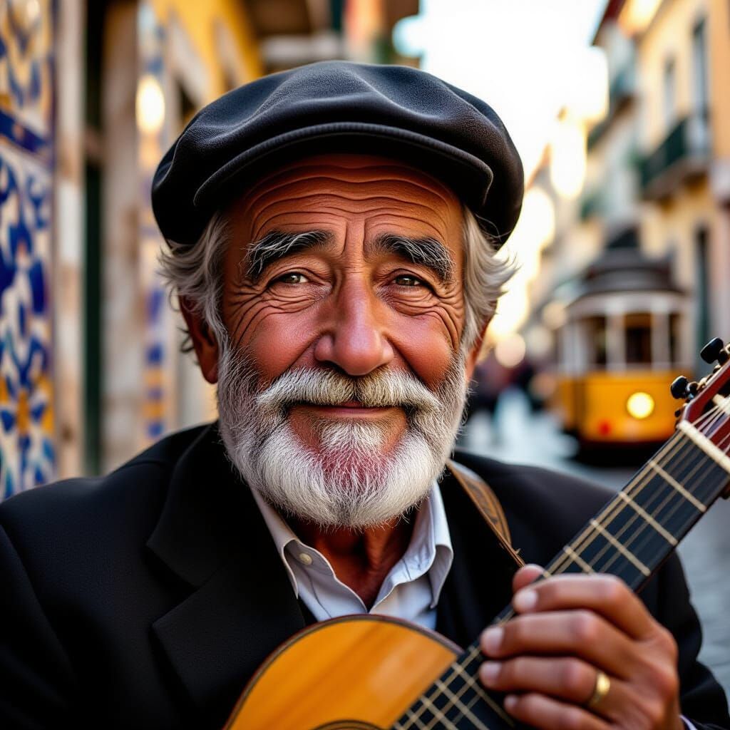 Elderly Portuguese Fado Musician in Lisbon