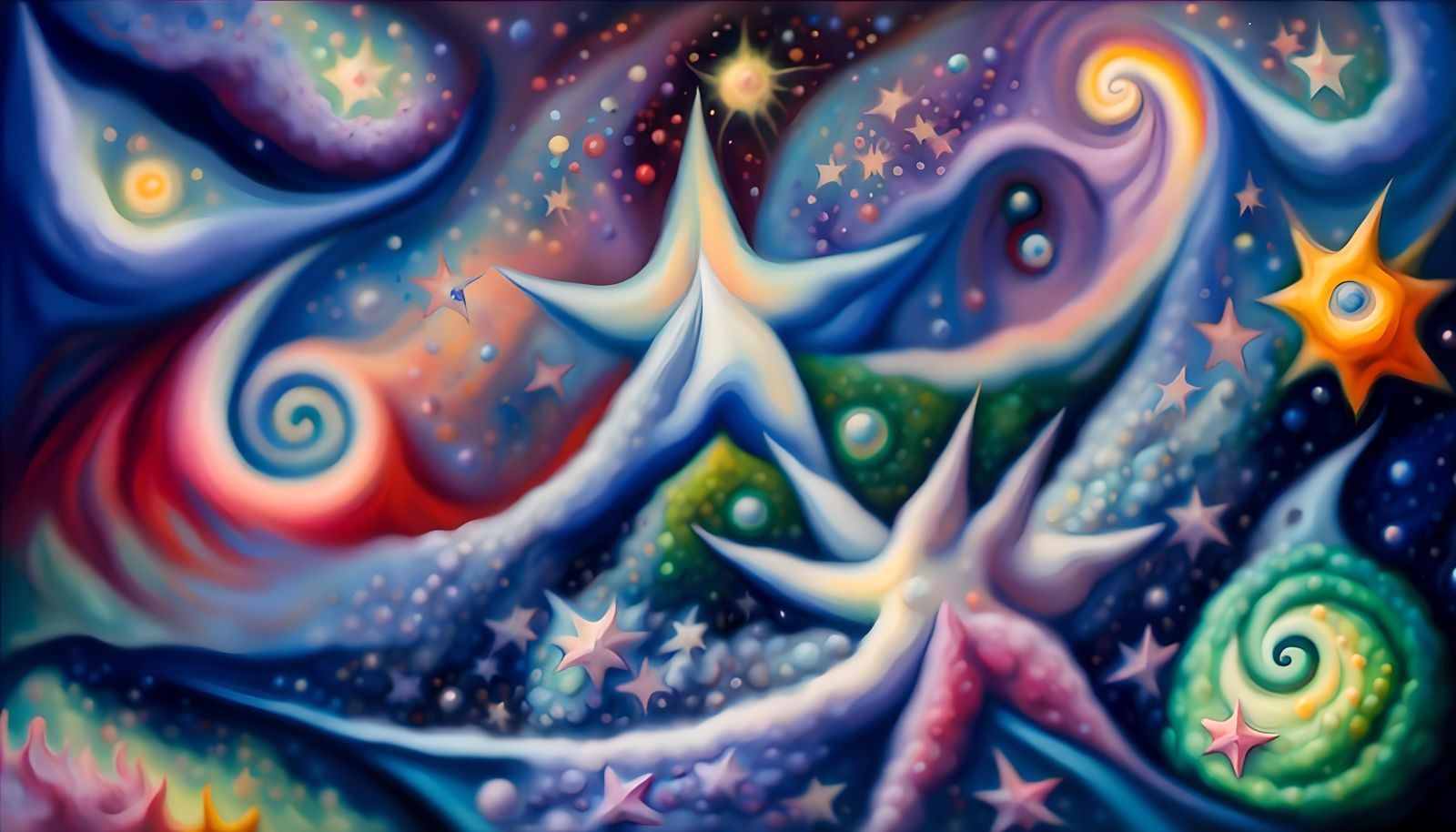 Iridescent Star Formation in Chagall Impasto Style