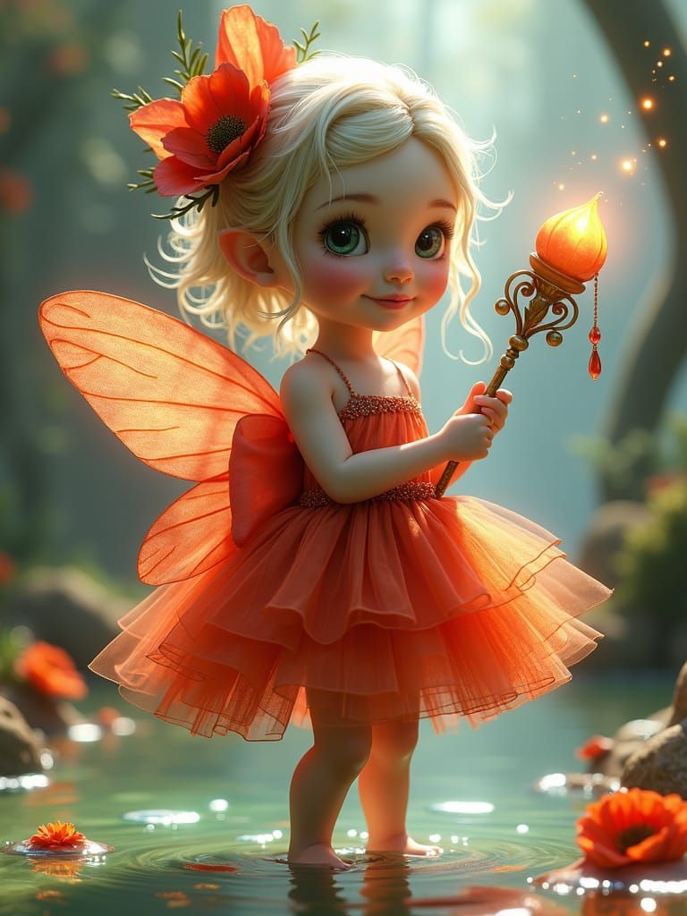 Whimsical Dwarf Faerie with Magic Wand