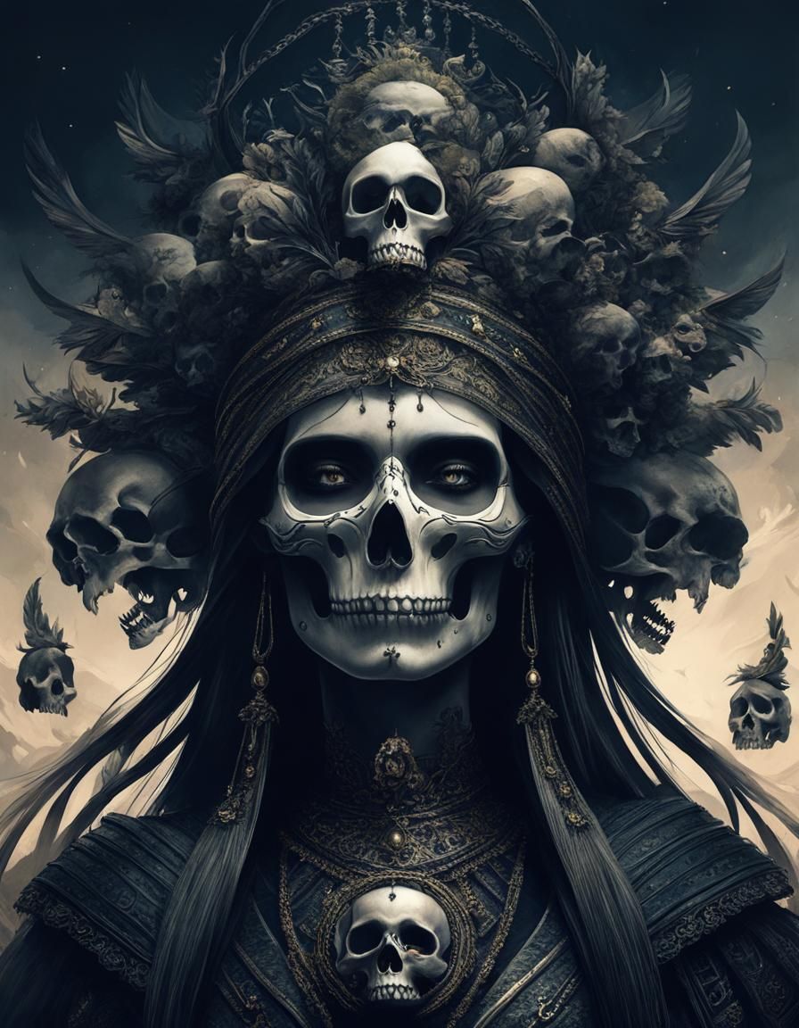 Lady Of The Skulls: Dark Fantasy Portrait
