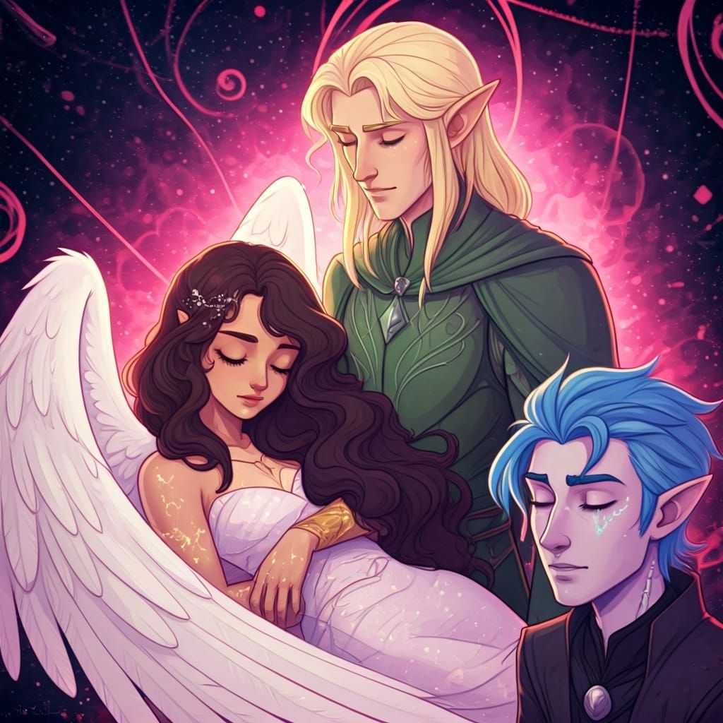 Angelic Cocoon in Cosmic Pastel Art Style