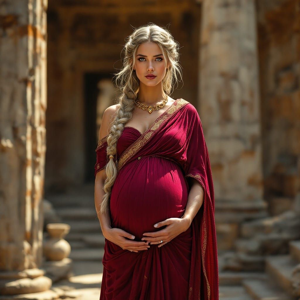 Regal Etruscan Goddess of Childbirth in Ancient Temple