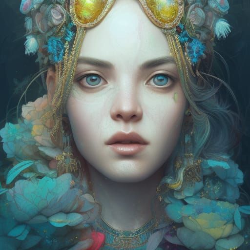 Gorgeous Flower Goddess Portrait in Hyperrealism