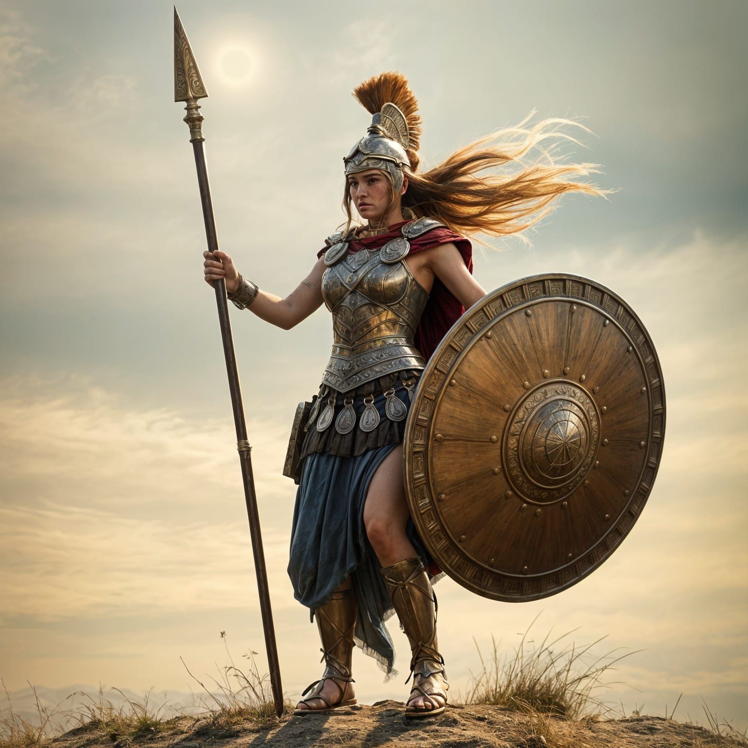 Goddess Athena Stands Tall in Ancient Greek Armor