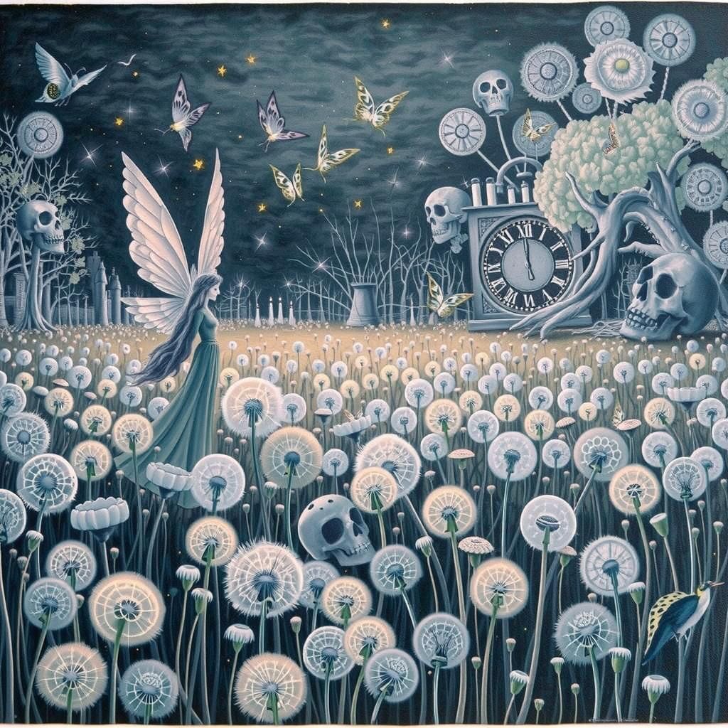 Surreal Aztec Angel in Cubist Dreamscape