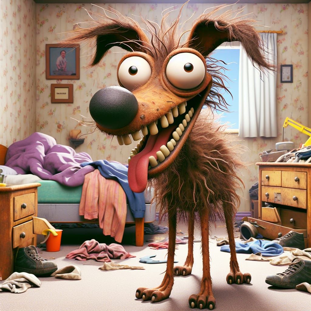Comical Cartoon Dog Creates Hilarious Mess in 3D