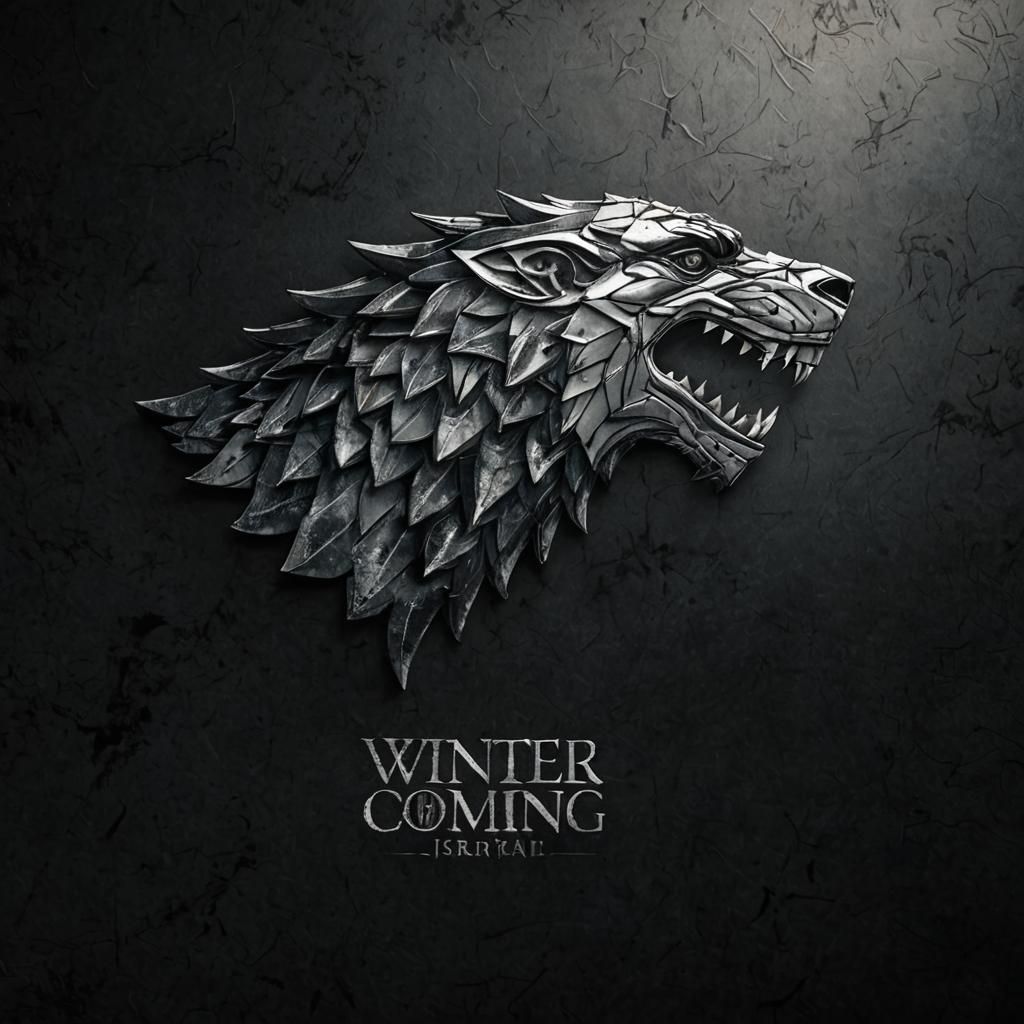 House Stark Emblem: Hyperrealistic Cinematic Rendering