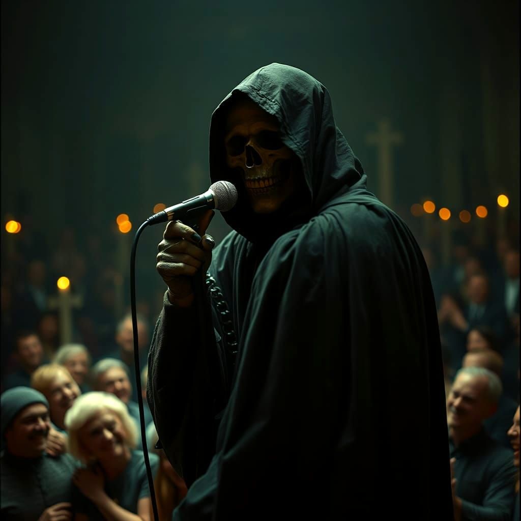 Grim Reaper's Comedy Show in Cemetery, Cinematic Still