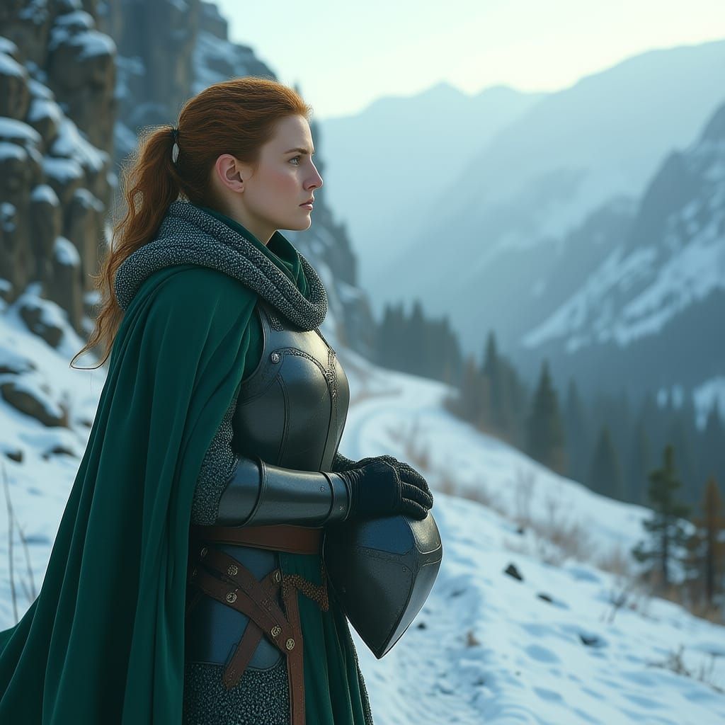 Veteran Knight in Snowy Landscape, Last of Us Inspired