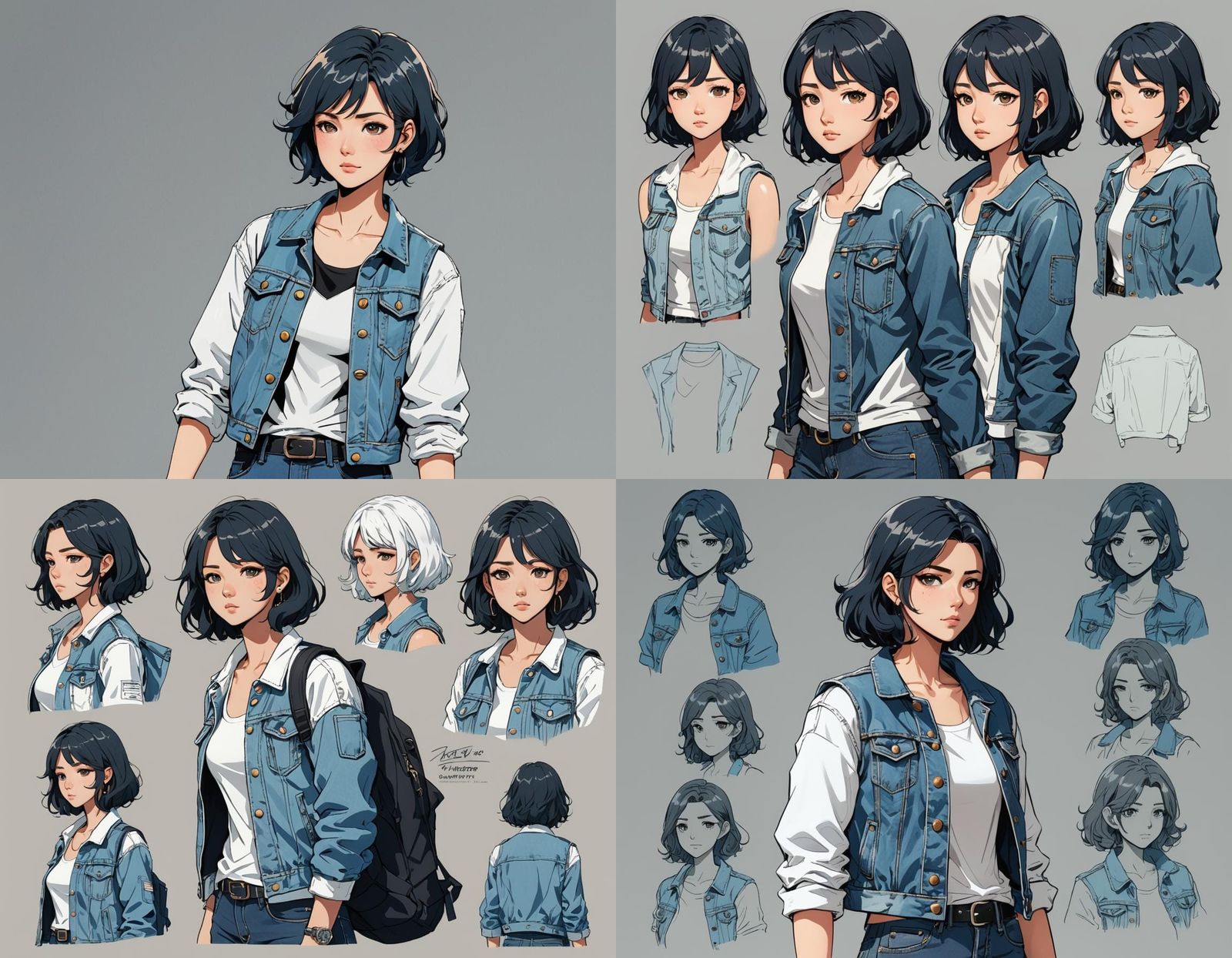 Webtoon Character Design: Woman in Denim Jacket