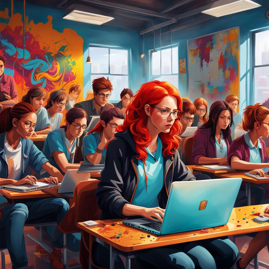 College Classroom in Graffiti Art Style