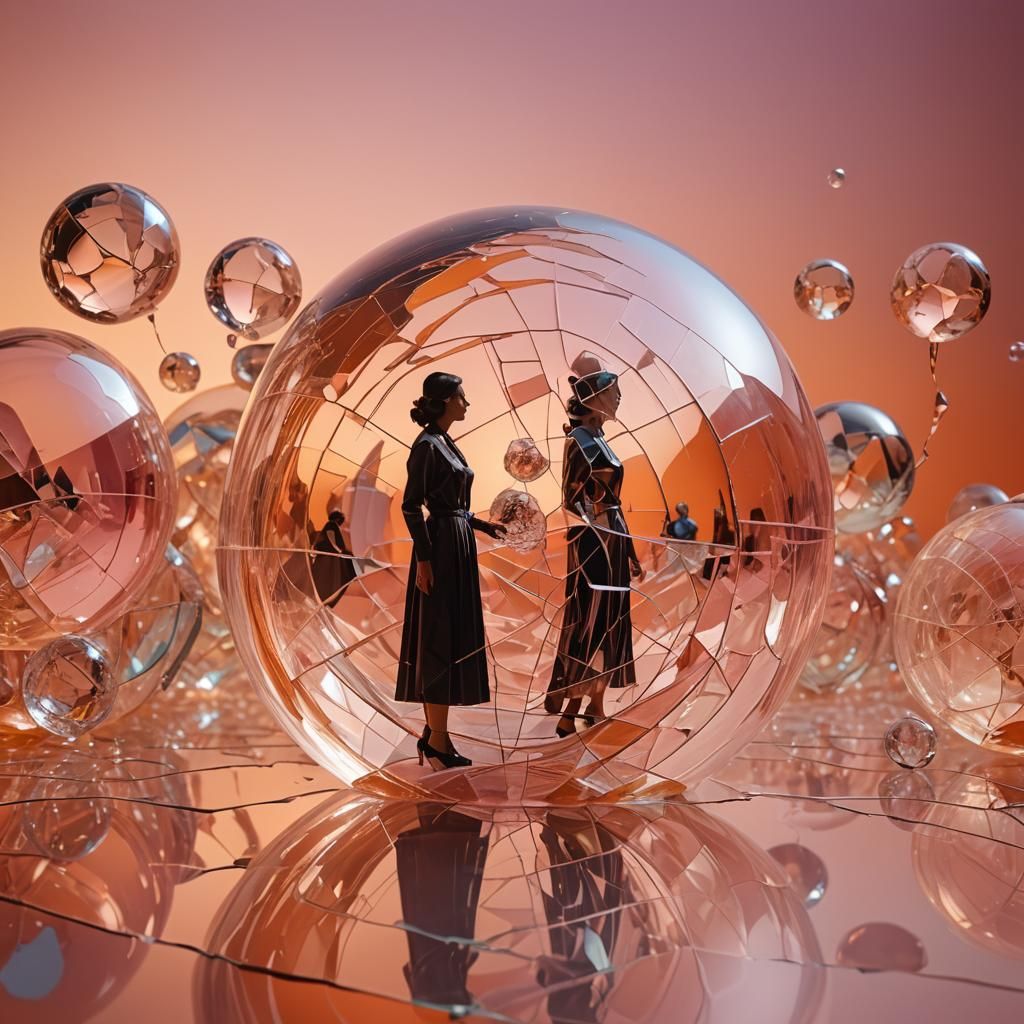 Surrealist Sphere: Fractured Identity in Dreamy Light