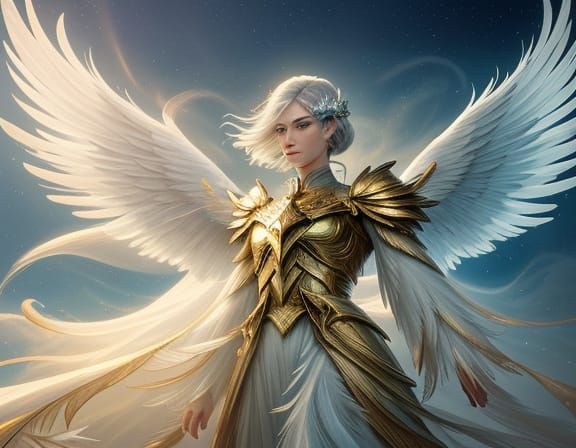 Angelic Wings Glowing in Ethereal Sky