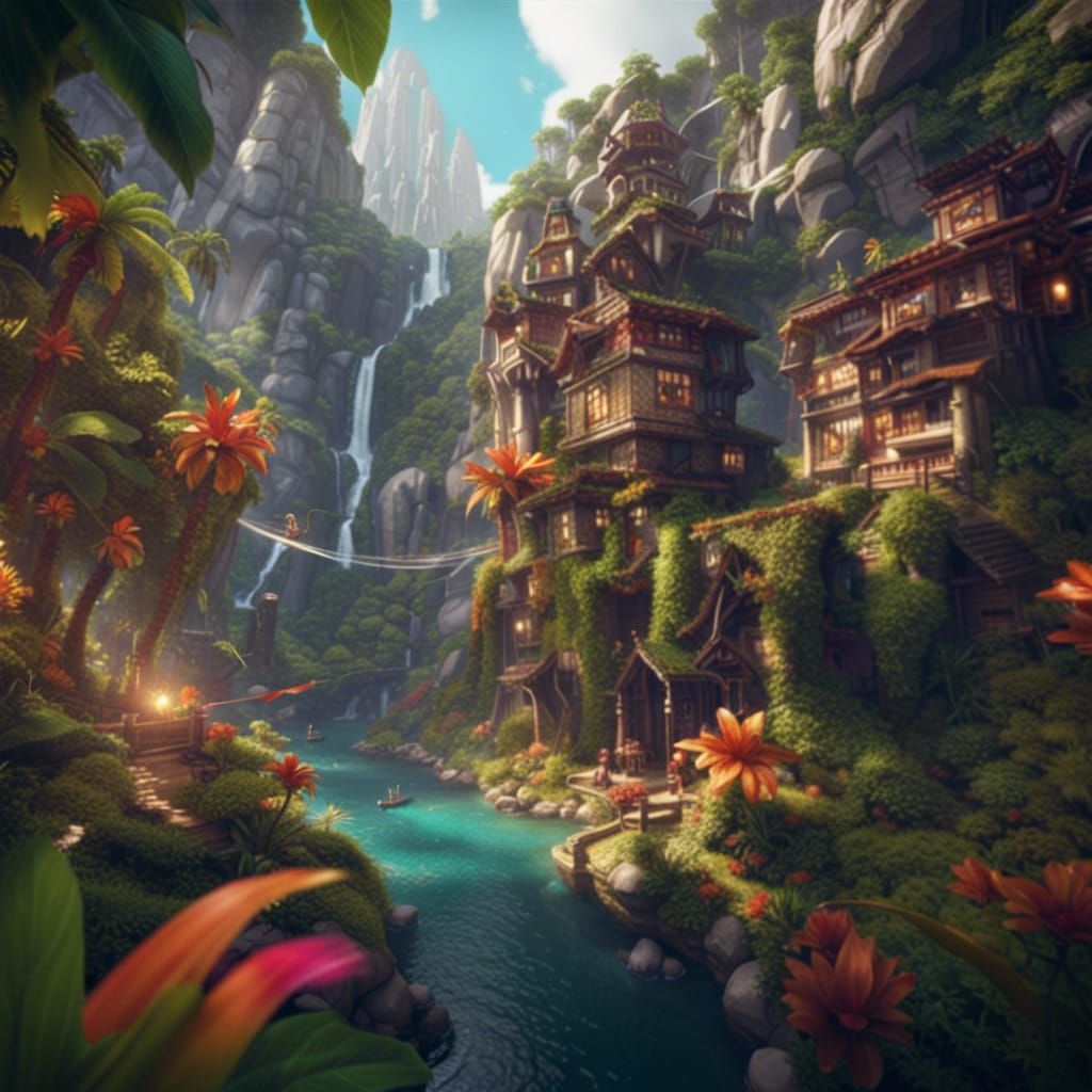 Fantasy Island Getaway in Detailed Matte Painting