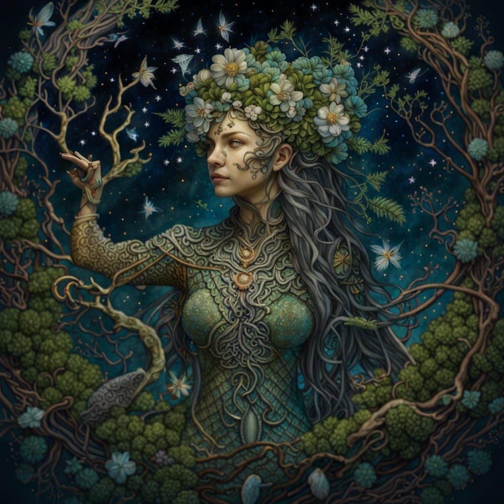 Earth Goddess Sagittarius in Hyperrealistic Style