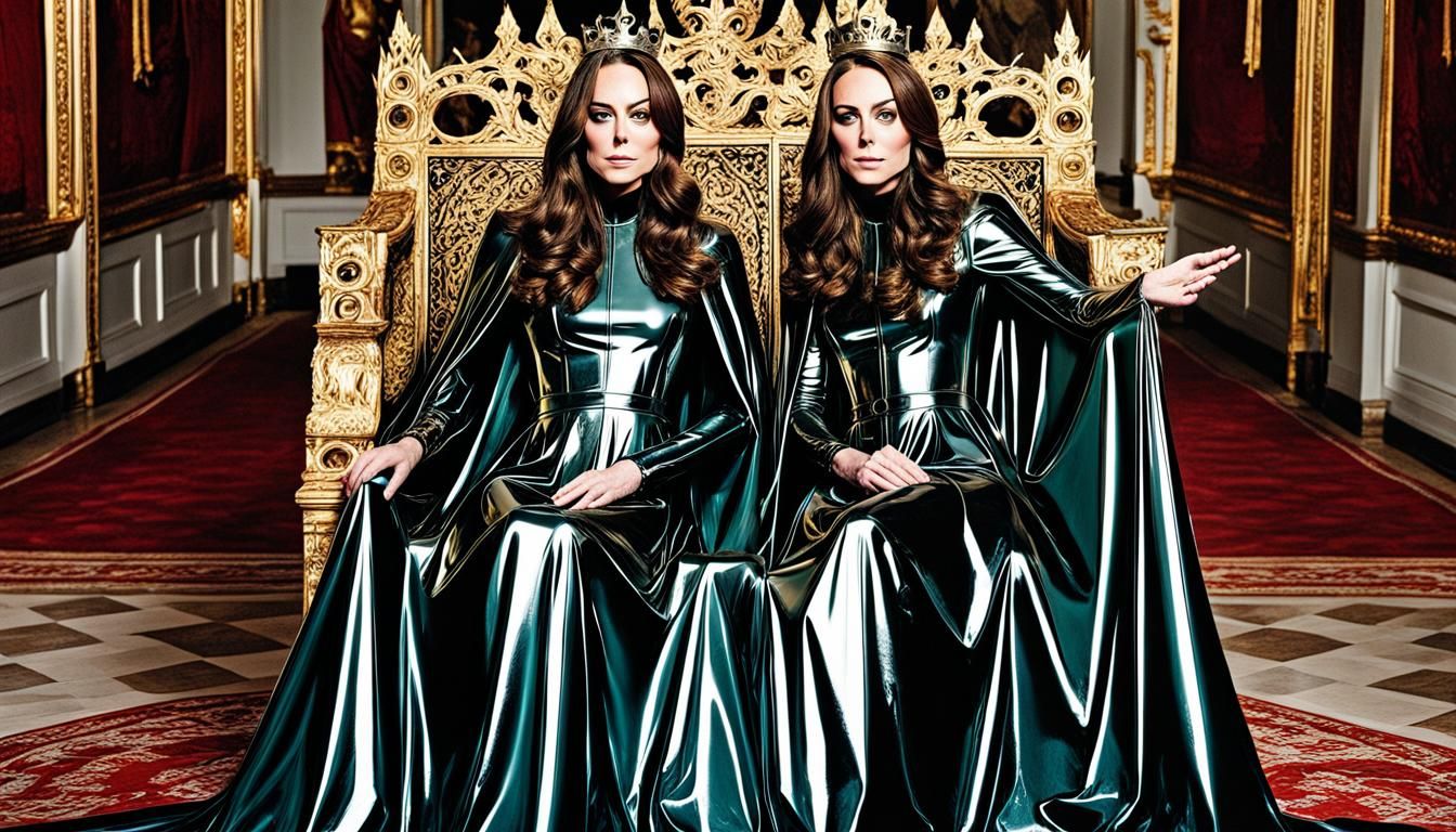 Kate Middleton as Sadistic Latex Empress on Throne