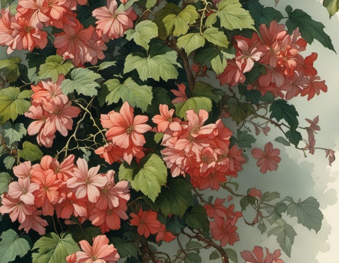 Coral Vine in Pre-Raphaelite Style