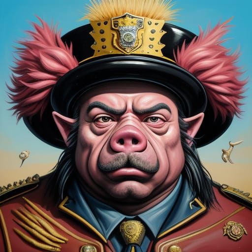 Surreal Pig-Man in Police Uniform Mourns Defeat to Quilled A...