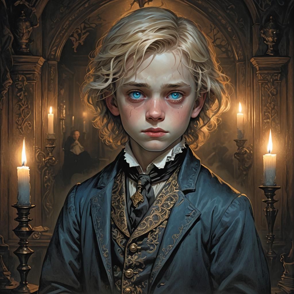 Boy in Haunted Victorian Room