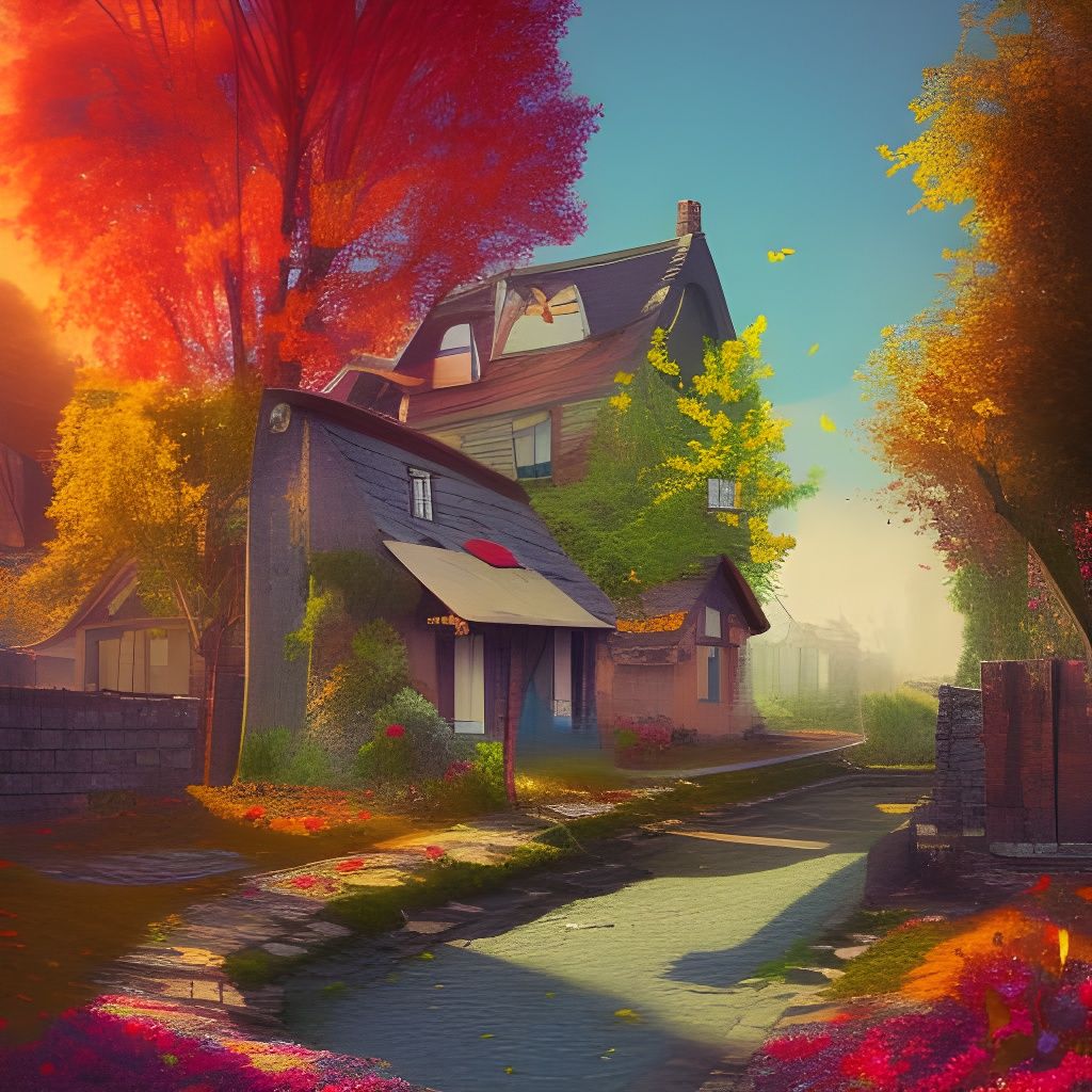 Charming Village House with Cobblestone Bridge