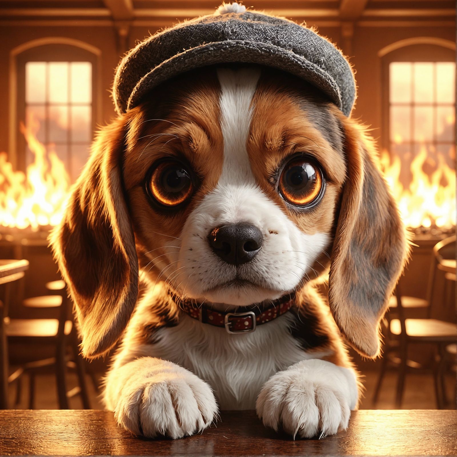 Cartoon Beagle in Burning Room: Concept Art