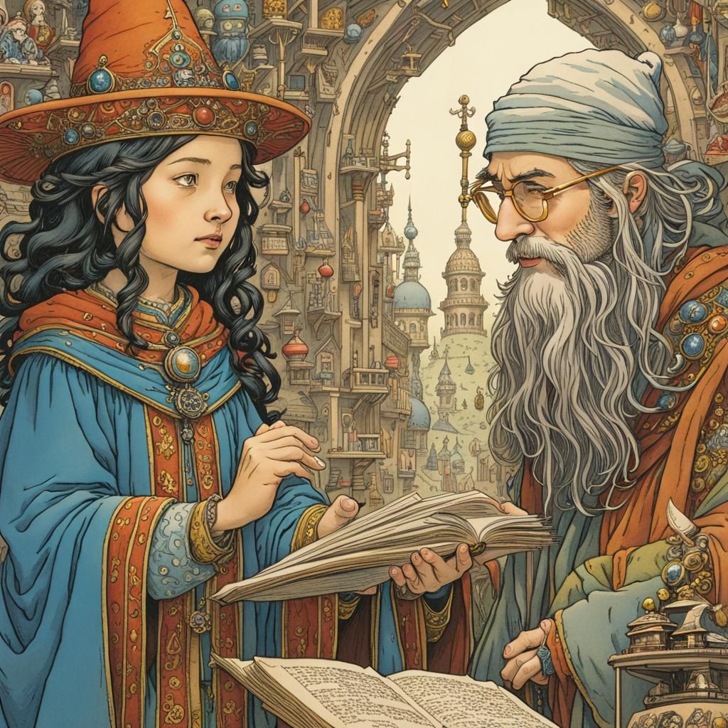 Wizard Apprentices Learn From Ancient Master