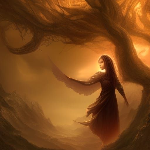 Dream Awakening: Girl Meets Angel in Fantasy Art