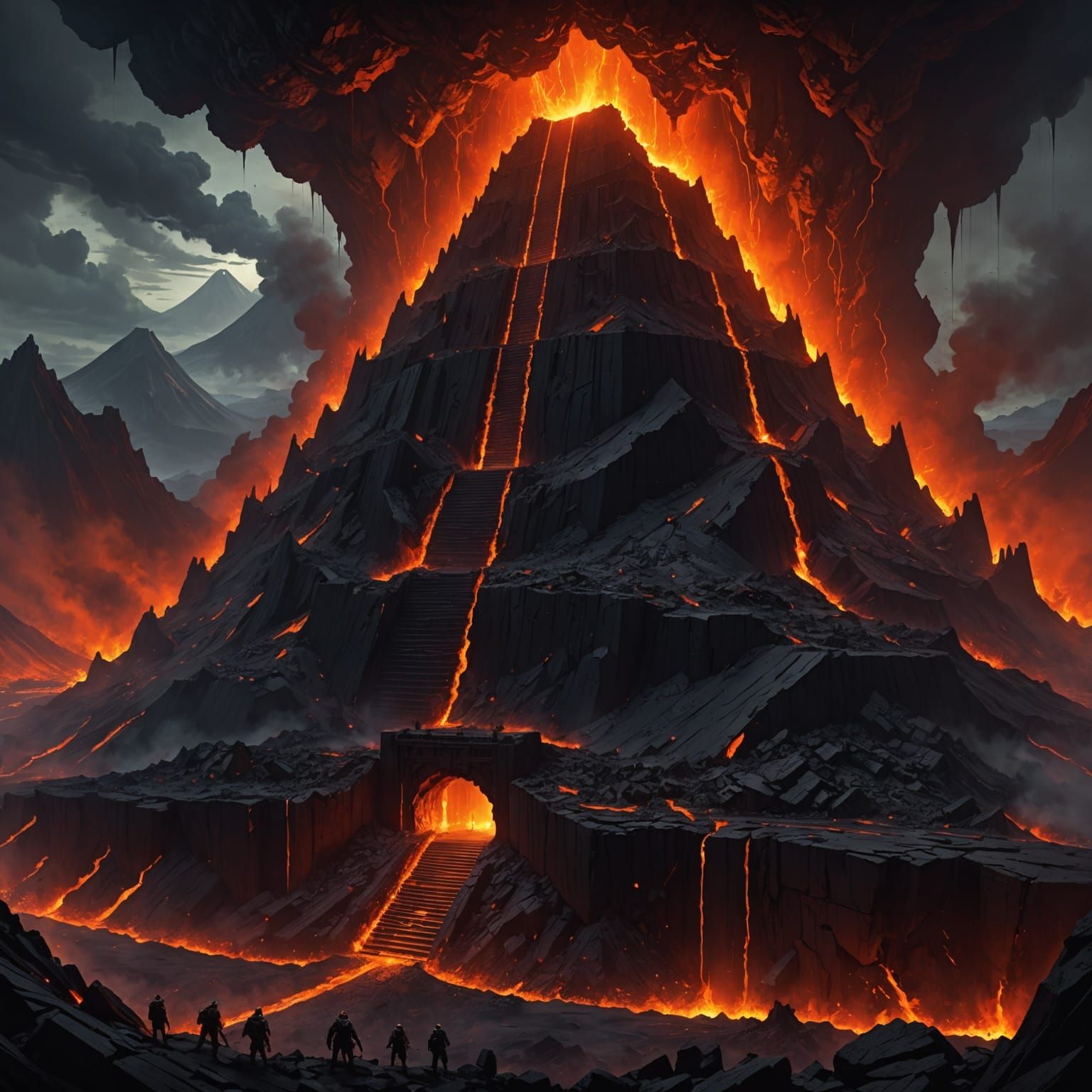 Volcano Fortress Lair Digital Painting