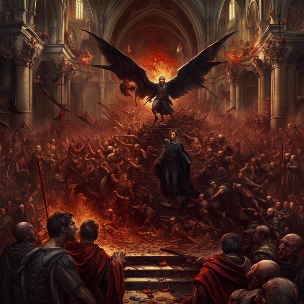 Archangel Gabriel Battles Lucifer's Demons in Church