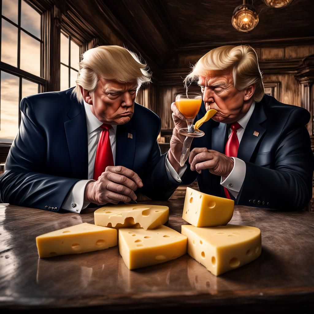 Trump and Badlands Chugs Enjoying Cheese