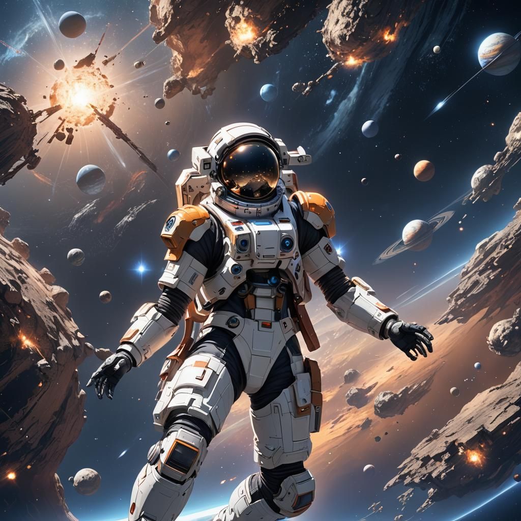 Aesthetic Space Scene in 3D Anime Style