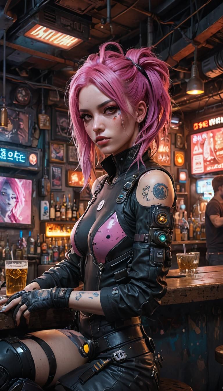 Cyberpunk AstroGirl Portrait in Grunge Goddess Style