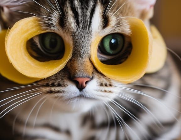 Tabby Cat Wears Banana Peel Hat