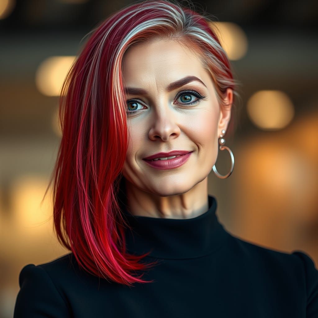 Glamorous Redhead in Sophisticated Black Attire