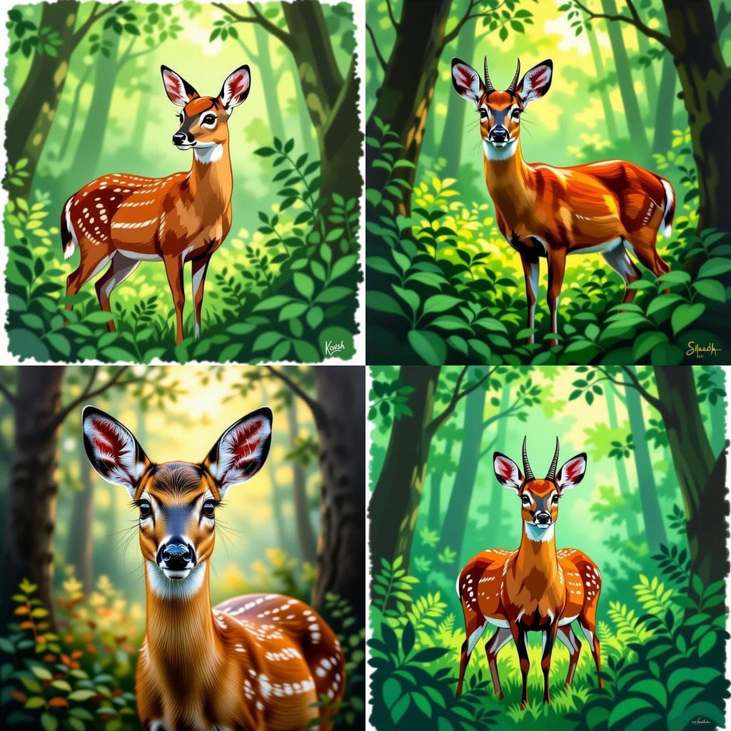 Graceful Muntjac Deer in Hyperrealistic Acrylic