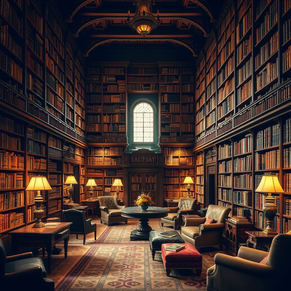 Cozy 19th-Century Literary Salon Library