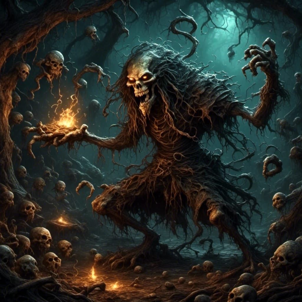 Whimsical Necromancer's Playful Dance with Skeletons