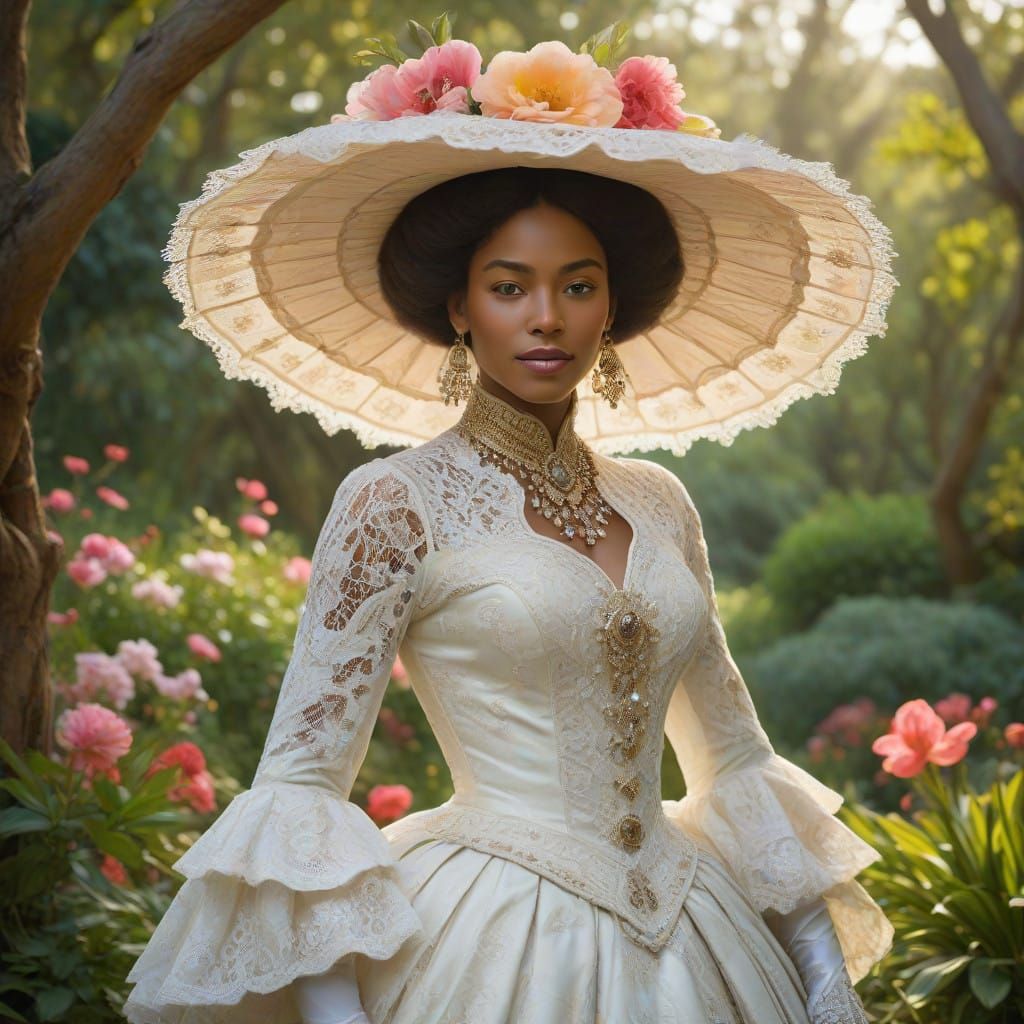 Elegant Victorian Lady in Lush English Park